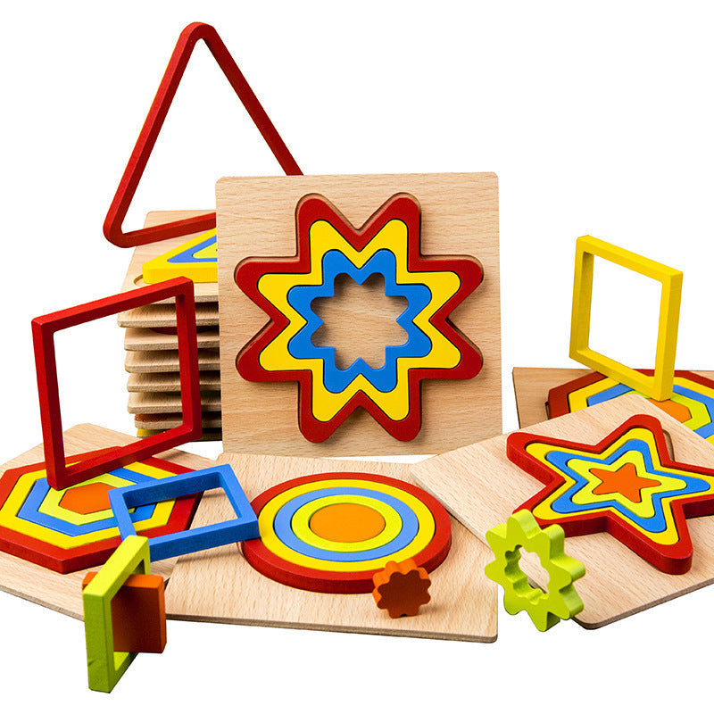 Wooden Geometric Shape Puzzle β Educational Cognitive Toy for Kids