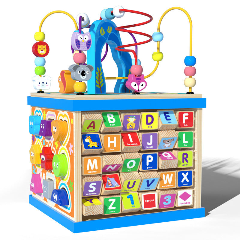 Wooden Activity Cube Toy β Multi-Functional Bead Maze and Educational Play Center