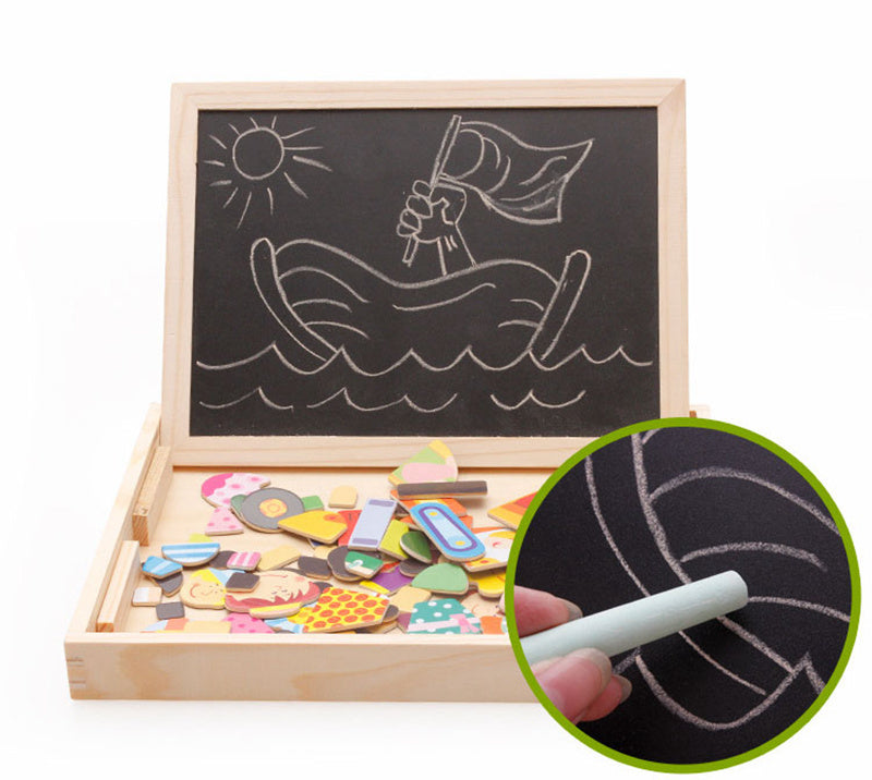 Magnetic Puzzle Drawing Board β Double-Sided Wooden Art Easel Toy