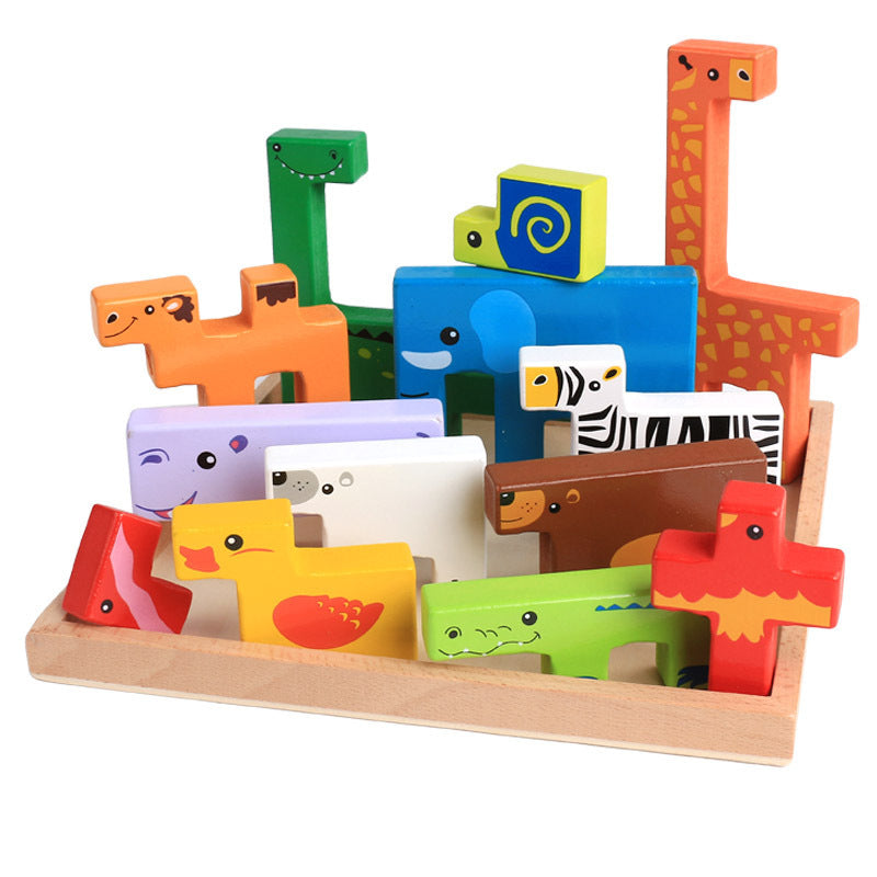 Wooden Animal Stack Blocks β 3D Building Puzzle for Kids