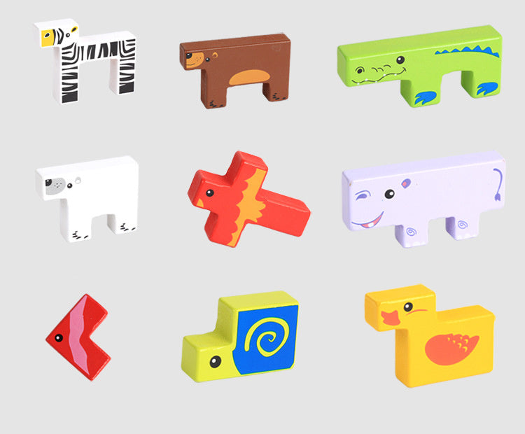 Wooden Animal Stack Blocks β 3D Building Puzzle for Kids