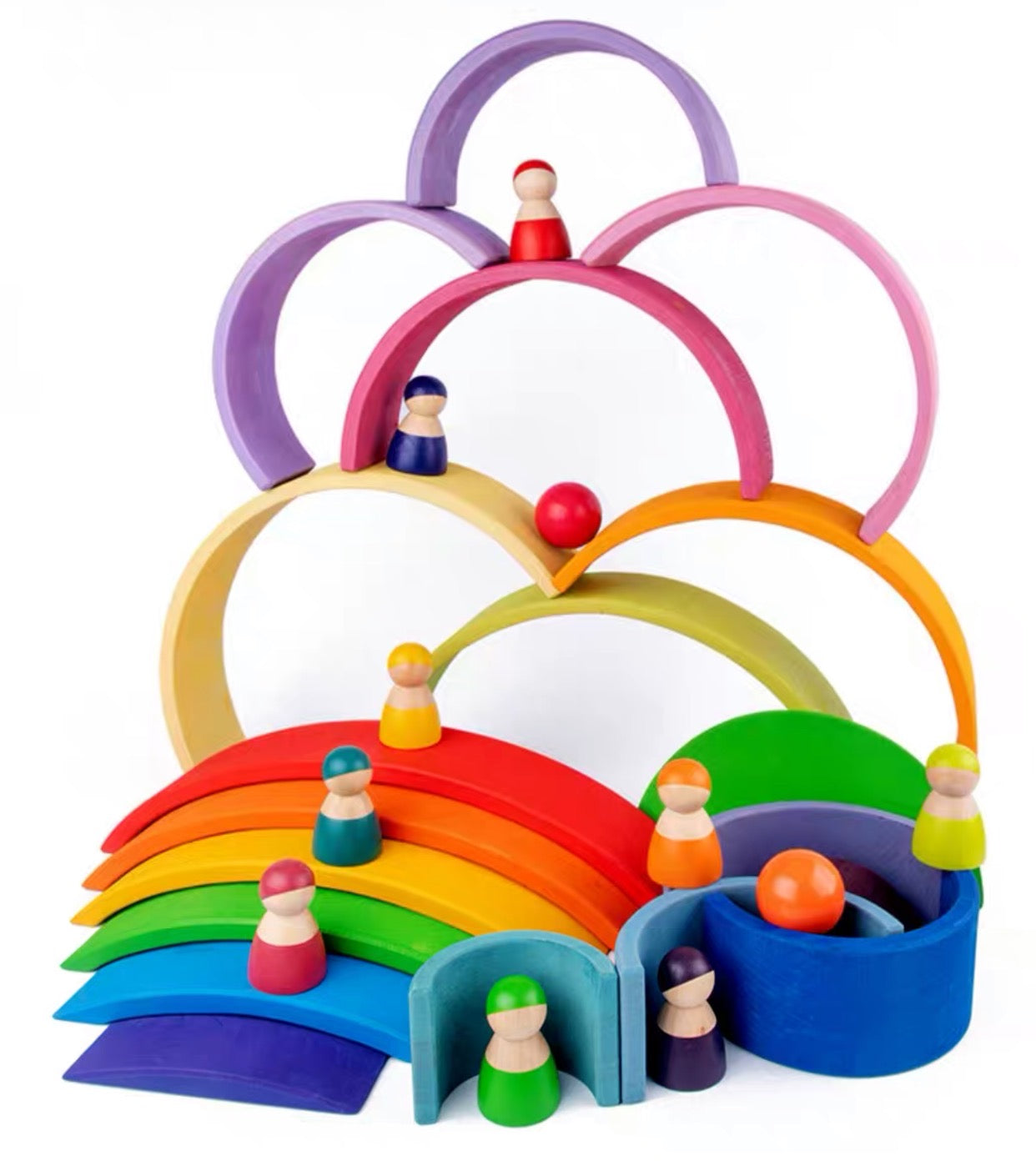 12 Pcs Large Wooden Rainbow Stacking Blocks