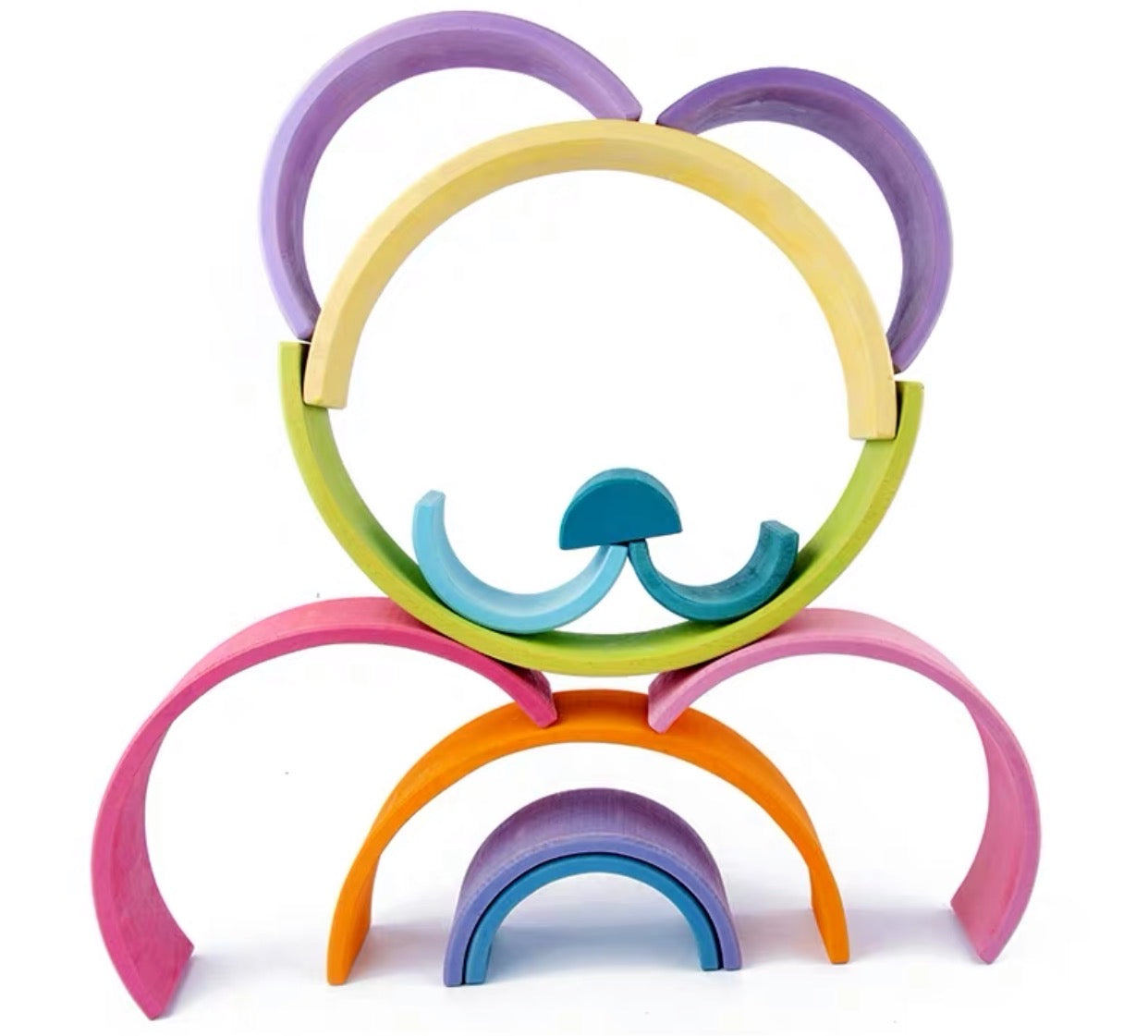 12 Pcs Large Wooden Rainbow Stacking Blocks
