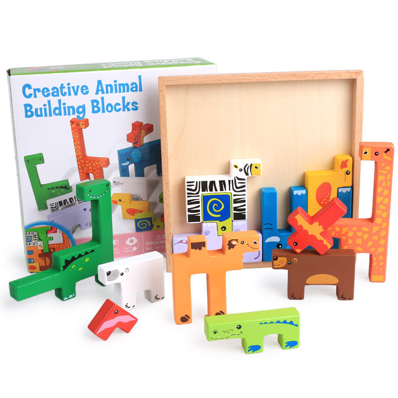 Wooden Animal Stack Blocks β 3D Building Puzzle for Kids