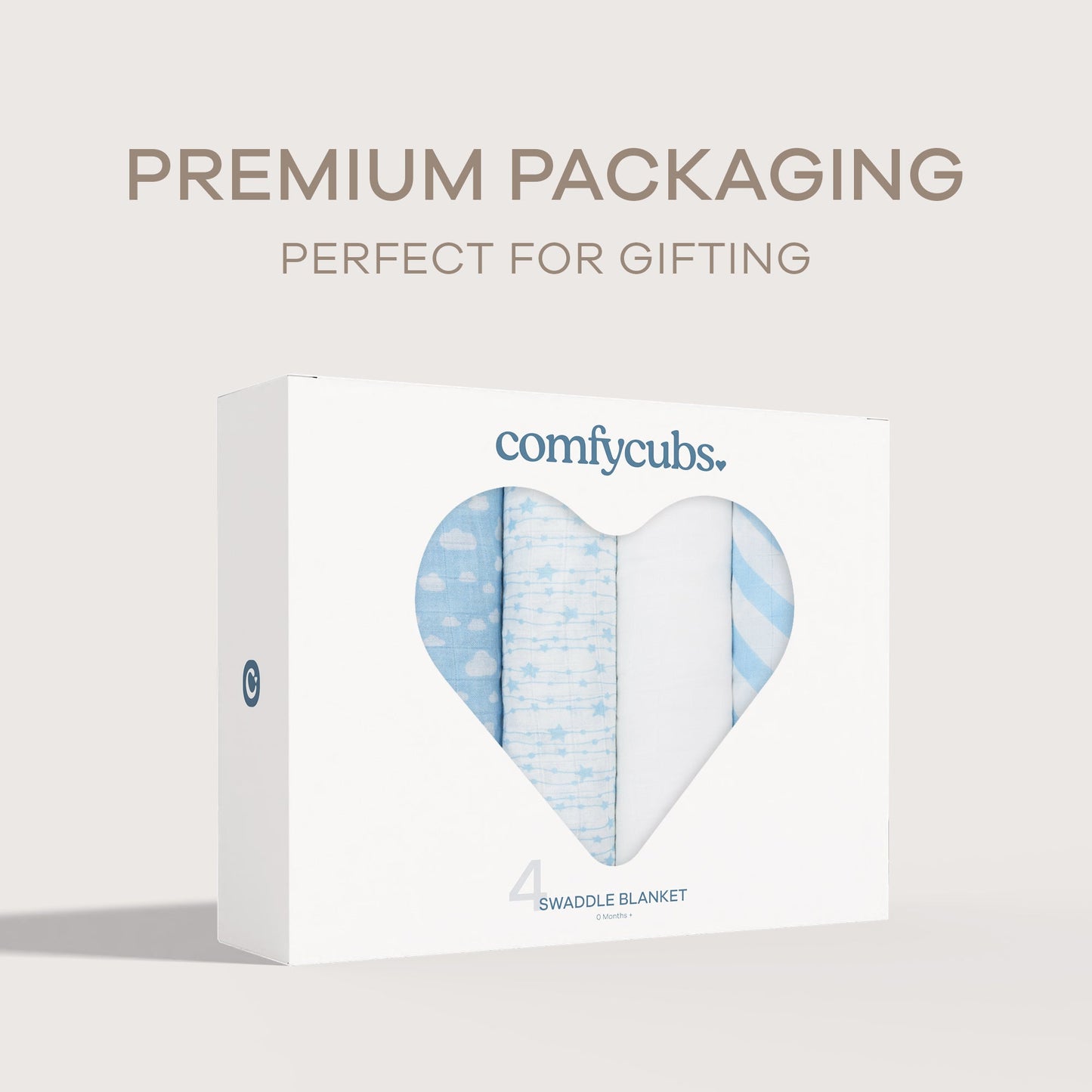 4 Pack Muslin Swaddle Blankets - Blue