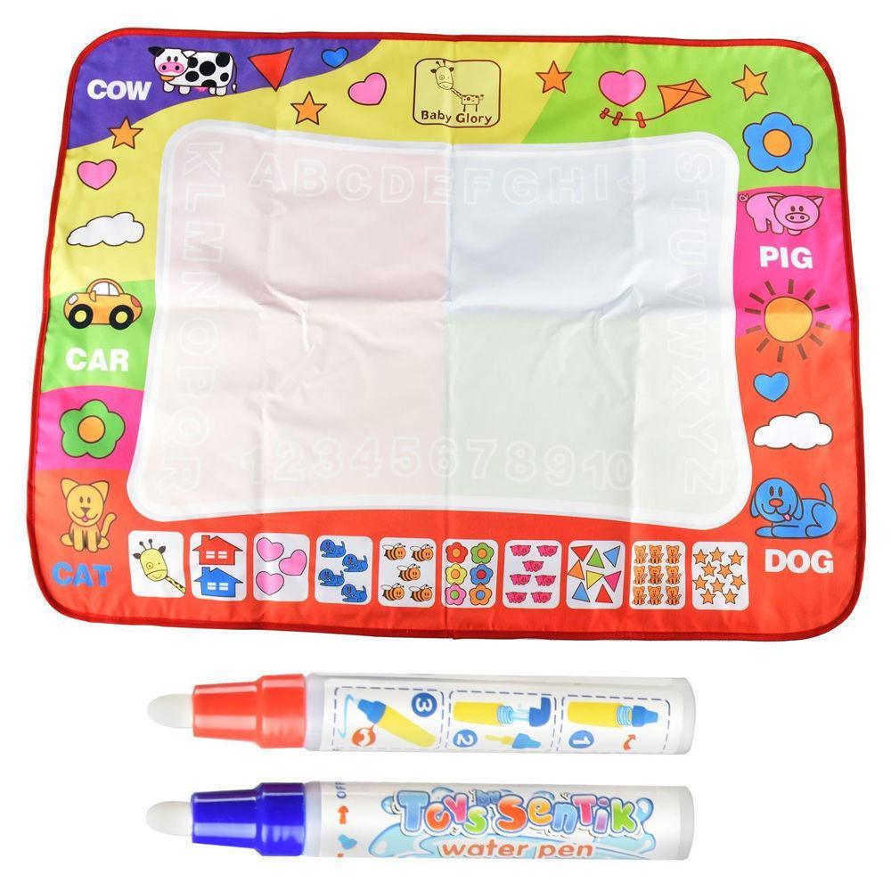 1-6 Years Children Kids Baby Drawing Educational Water Mat Drawing Painting Toddler Board/ Charpet With Magic Water Pen Gift 45.5 X 29cm (White)