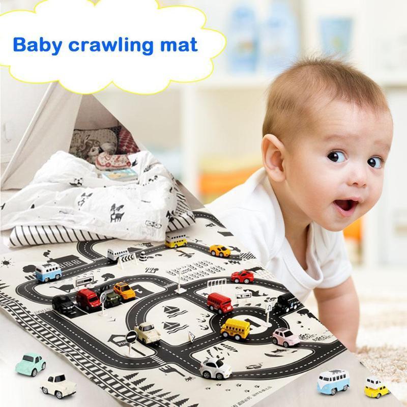 Baby Playing Mat Kids Boys Crawling Carpet Cute Cartoon Traffic Park Map Mat Toys for Children In Modern New City Design