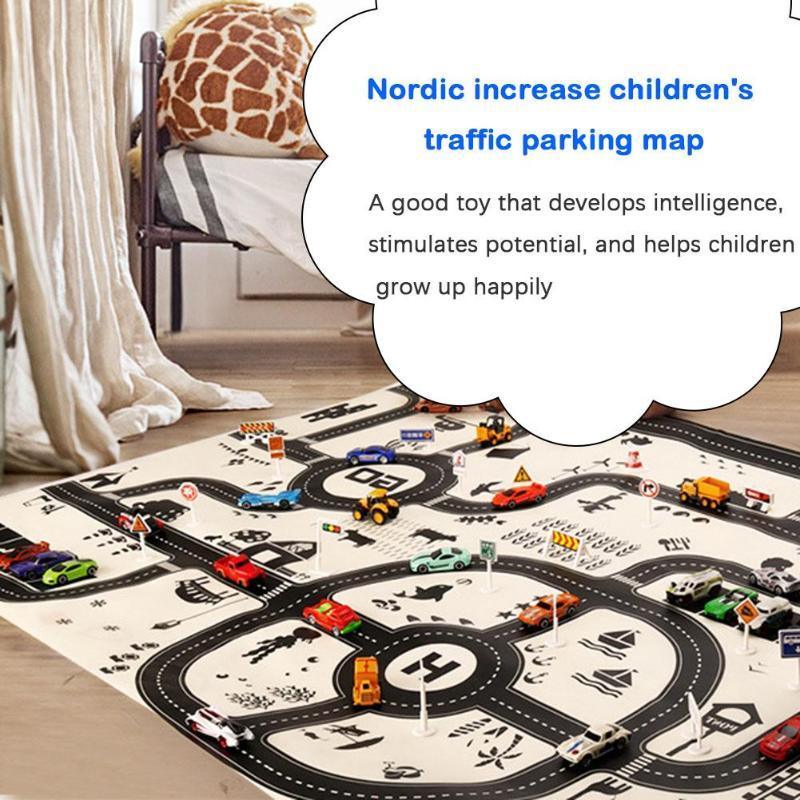 Baby Playing Mat Kids Boys Crawling Carpet Cute Cartoon Traffic Park Map Mat Toys for Children In Modern New City Design