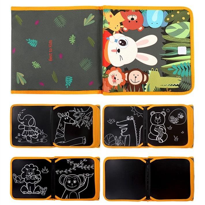 Modern Popular Kids Baby Education Skill Book Drawing Board Book Animal Coloring Book Blackboard Painting For Kids
