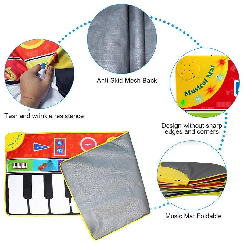 Big Size Music Piano Carpets & 8 Instruments Guitar Accordion Violin Sounds Musical Play Mat Educational Toy For Kids