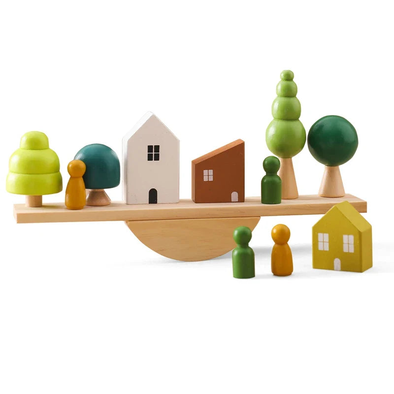 Wooden Objects Stacking Balance Board