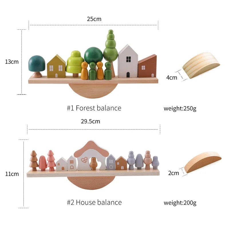 Wooden Objects Stacking Balance Board
