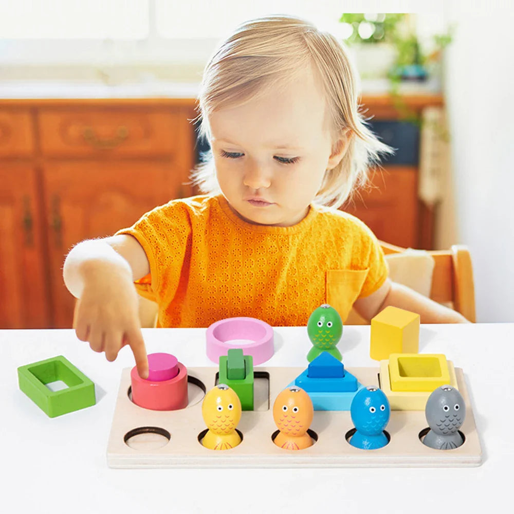 Montessori Wooden Shape Sorting Puzzle β Magnetic Fishing Educational Toy