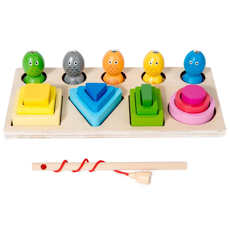 Montessori Wooden Shape Sorting Puzzle β Magnetic Fishing Educational Toy