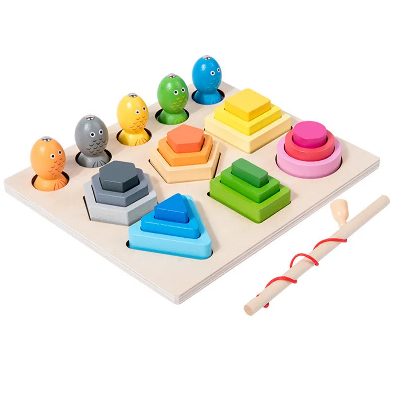 Montessori Wooden Shape Sorting Puzzle β Magnetic Fishing Educational Toy