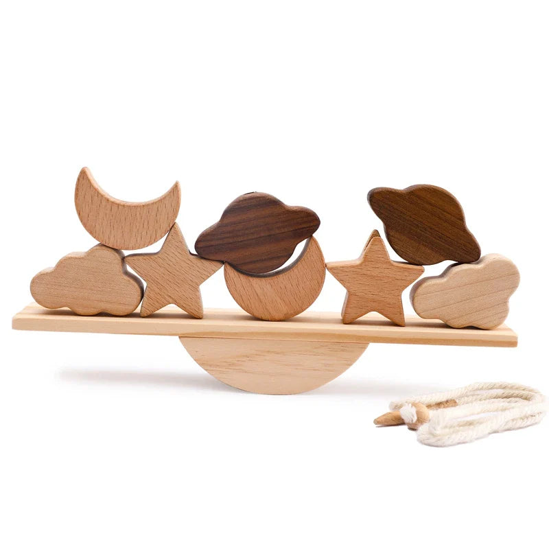 Wooden Objects Stacking Balance Board