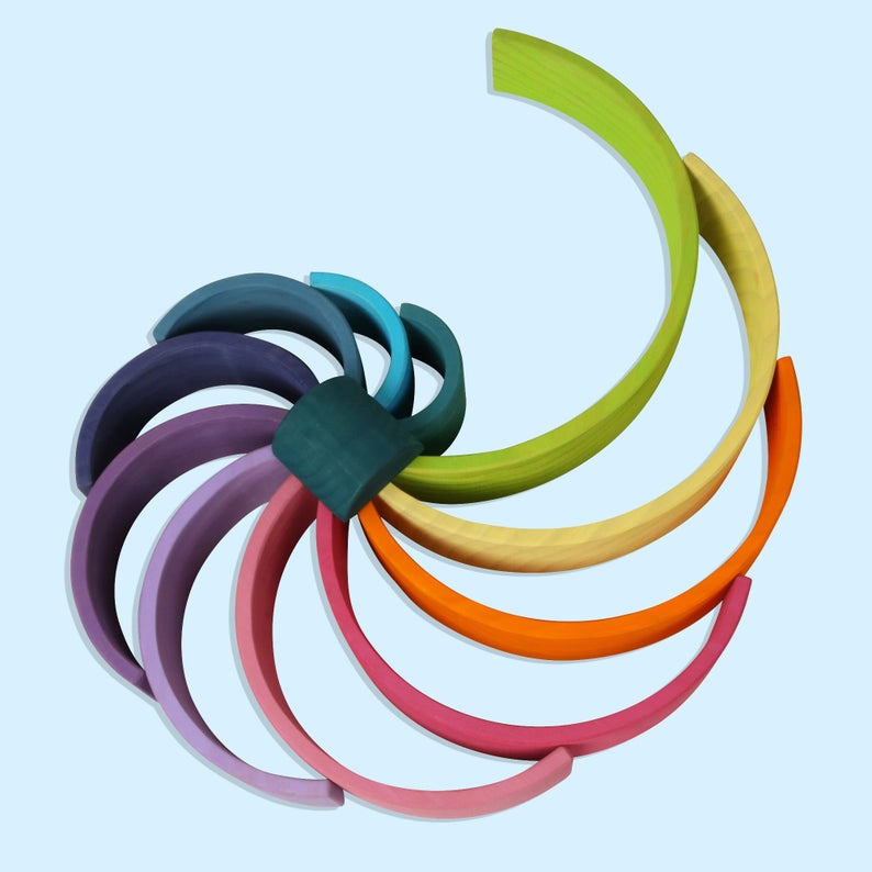 12 Pcs Large Wooden Rainbow Stacking Blocks