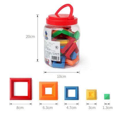 Rainbow Tower Ring Stack – Montessori Educational Building Blocks Set