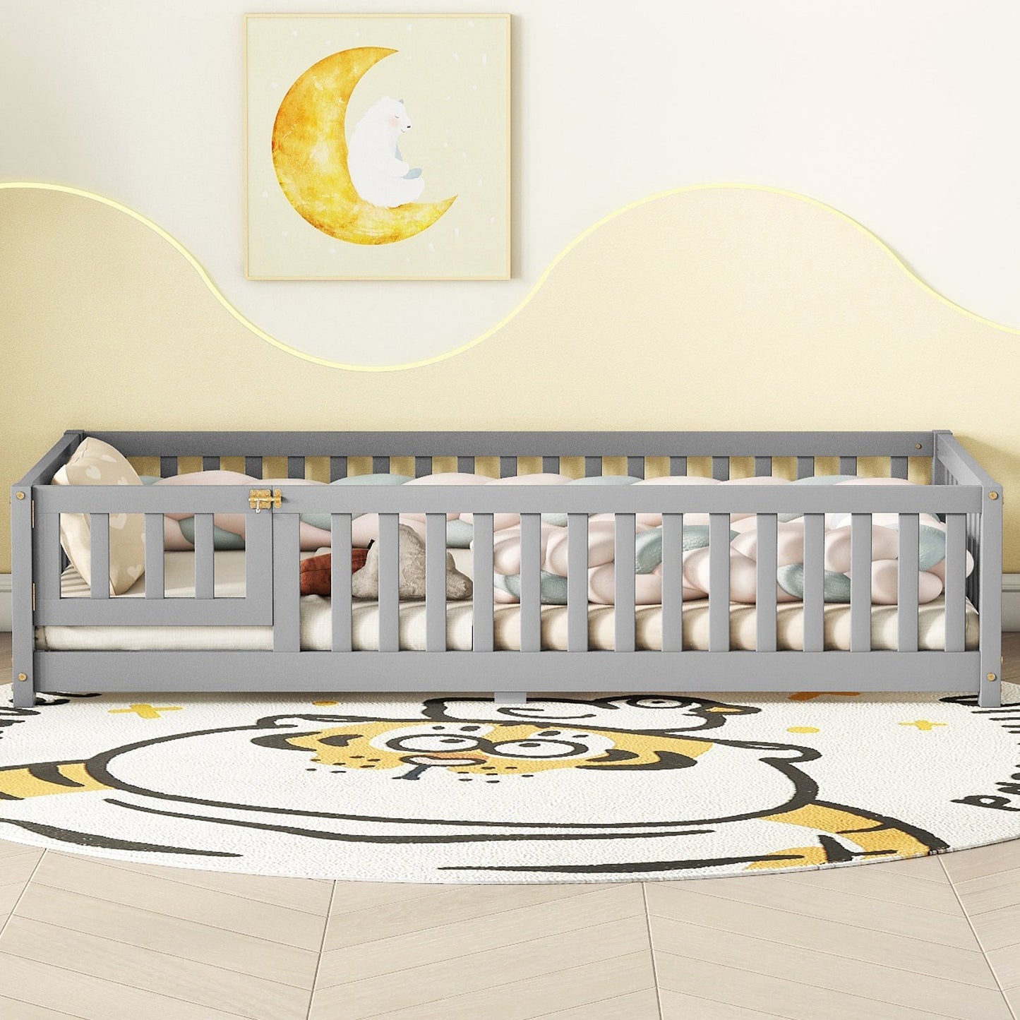 Twin Size Floor Bed w/ Safety Guardrails