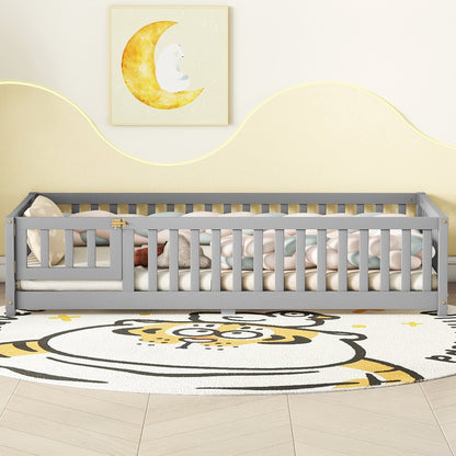 Twin Size Floor Bed w/ Safety Guardrails
