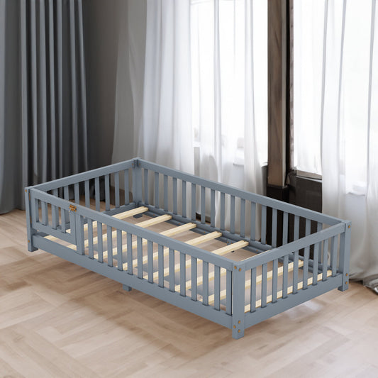 Twin Size Floor Bed w/ Safety Guardrails