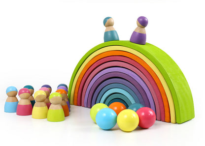 12 Pcs Large Wooden Rainbow Stacking Blocks