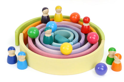 12 Pcs Large Wooden Rainbow Stacking Blocks