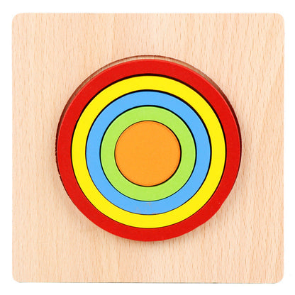 Wooden Geometric Shape Puzzle – Educational Cognitive Toy for Kids