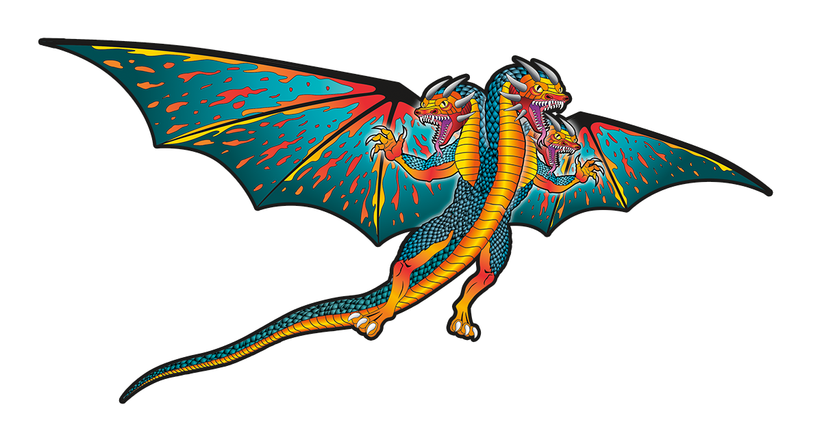 3 Headed Ultra Nylon 74 inch Wingspan Dragon