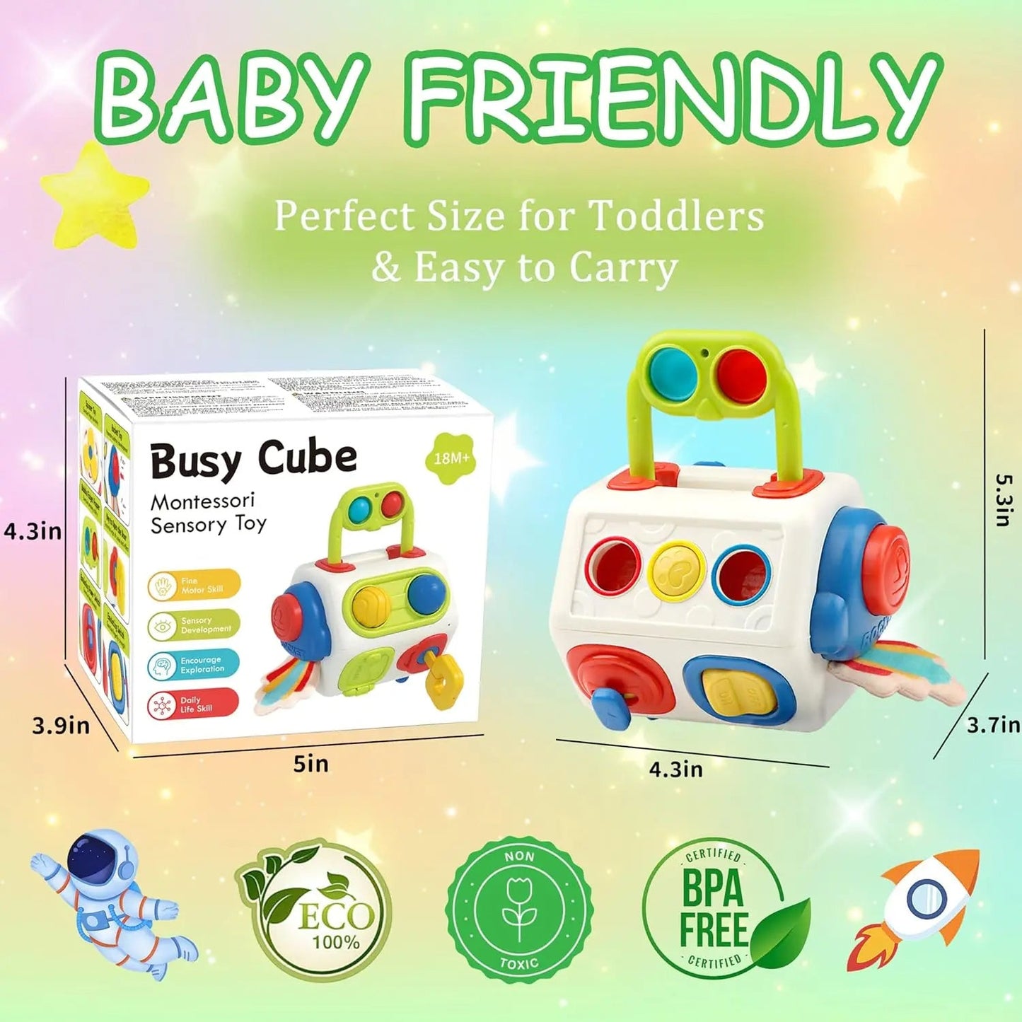 9-in-1 Busy Cube – Montessori Sensory Educational Toy for Toddlers