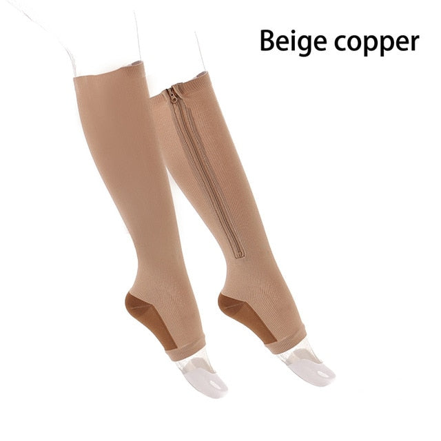 Open-Toe Compression Zipper Socks
