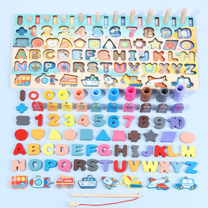 Montessori Wooden Fishing and Math Puzzle Board Toy