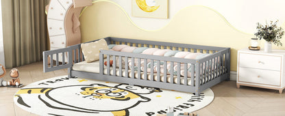 Twin Size Floor Bed w/ Safety Guardrails