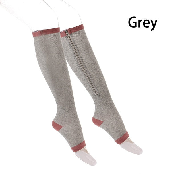 Open-Toe Compression Zipper Socks