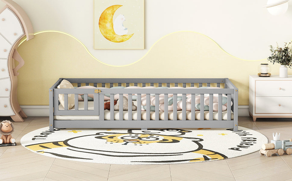 Twin Size Floor Bed w/ Safety Guardrails