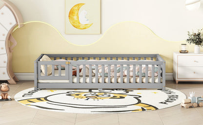 Twin Size Floor Bed w/ Safety Guardrails