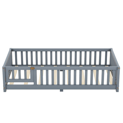 Twin Size Floor Bed w/ Safety Guardrails