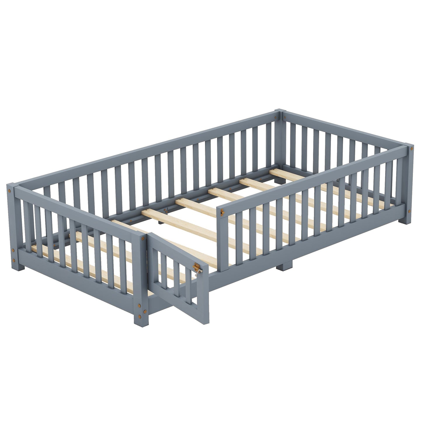 Twin Size Floor Bed w/ Safety Guardrails