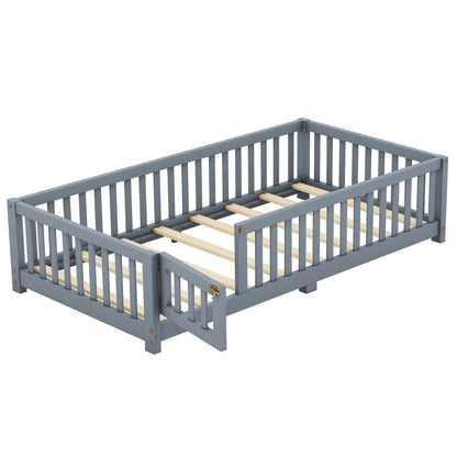 Twin Size Floor Bed w/ Safety Guardrails
