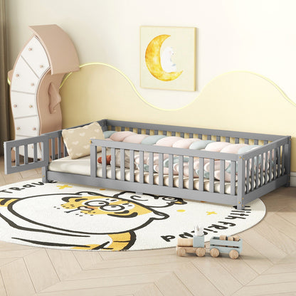 Twin Size Floor Bed w/ Safety Guardrails