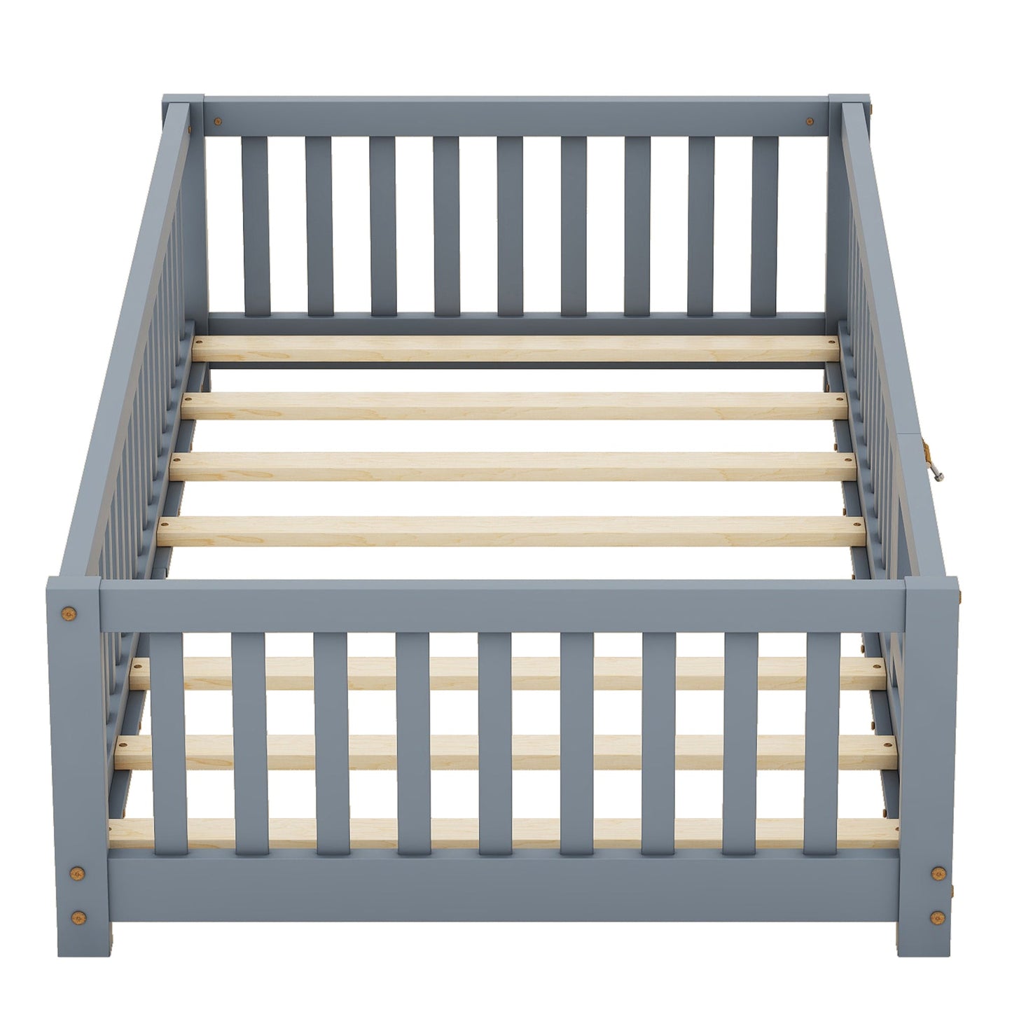 Twin Size Floor Bed w/ Safety Guardrails