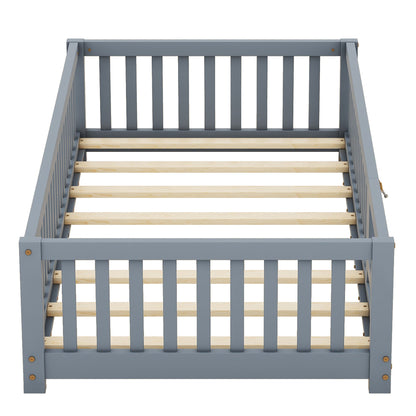 Twin Size Floor Bed w/ Safety Guardrails