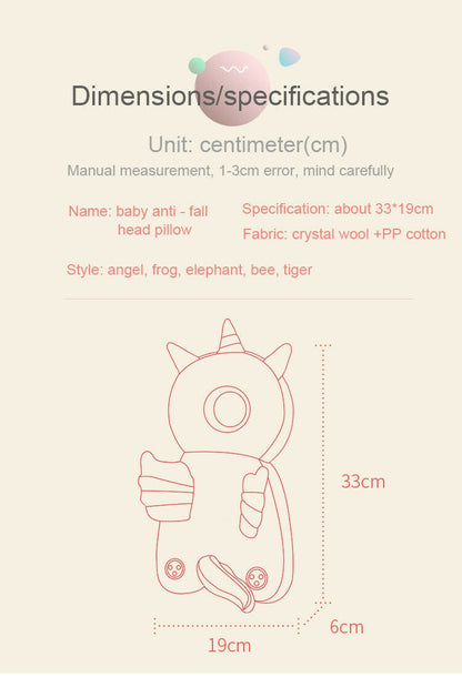 Newborn Toddler Baby Head Protector Safety Pad Cushion Back Prevent Injured Unicorn Bee Cartoon Security Pillows 1-3Y
