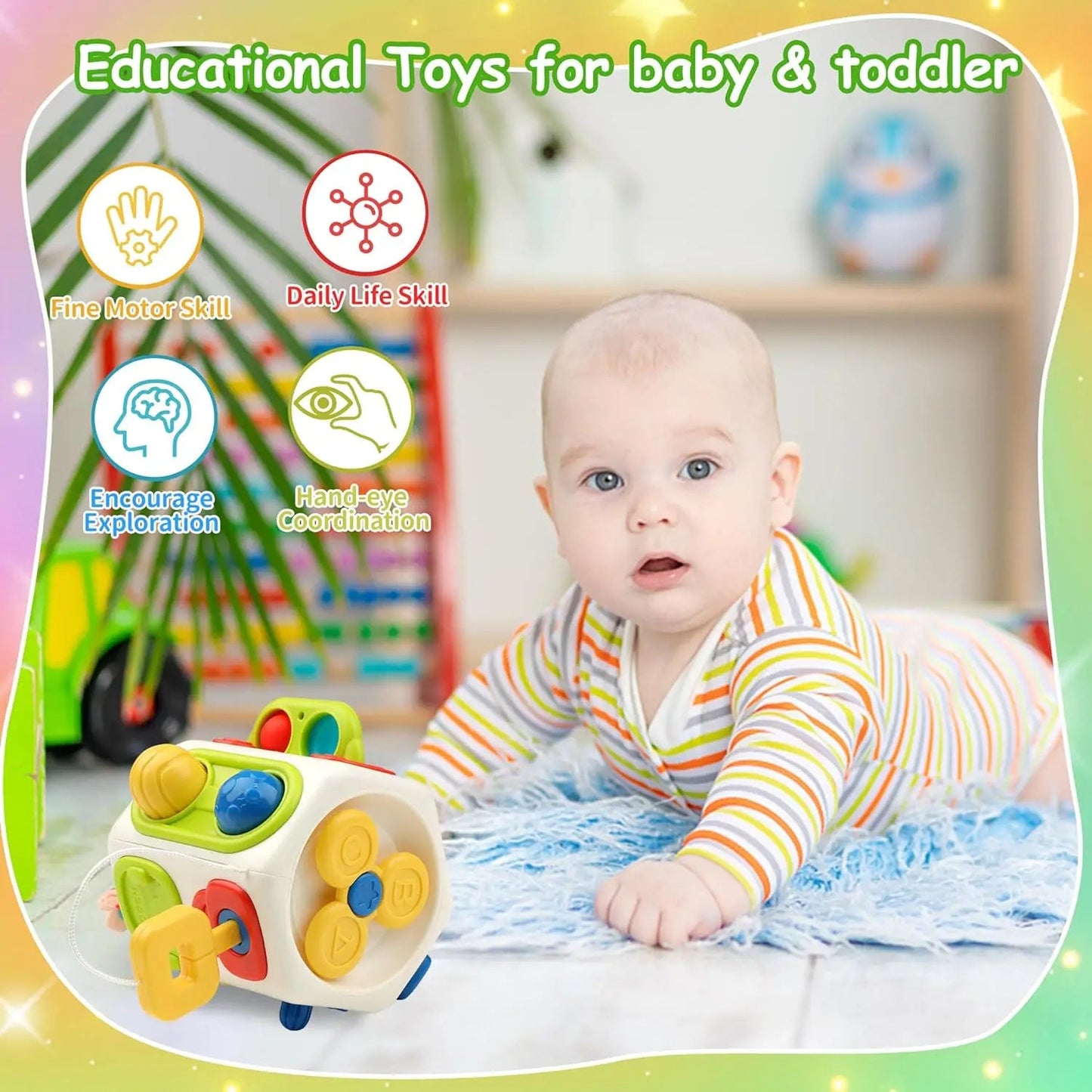 9-in-1 Busy Cube – Montessori Sensory Educational Toy for Toddlers