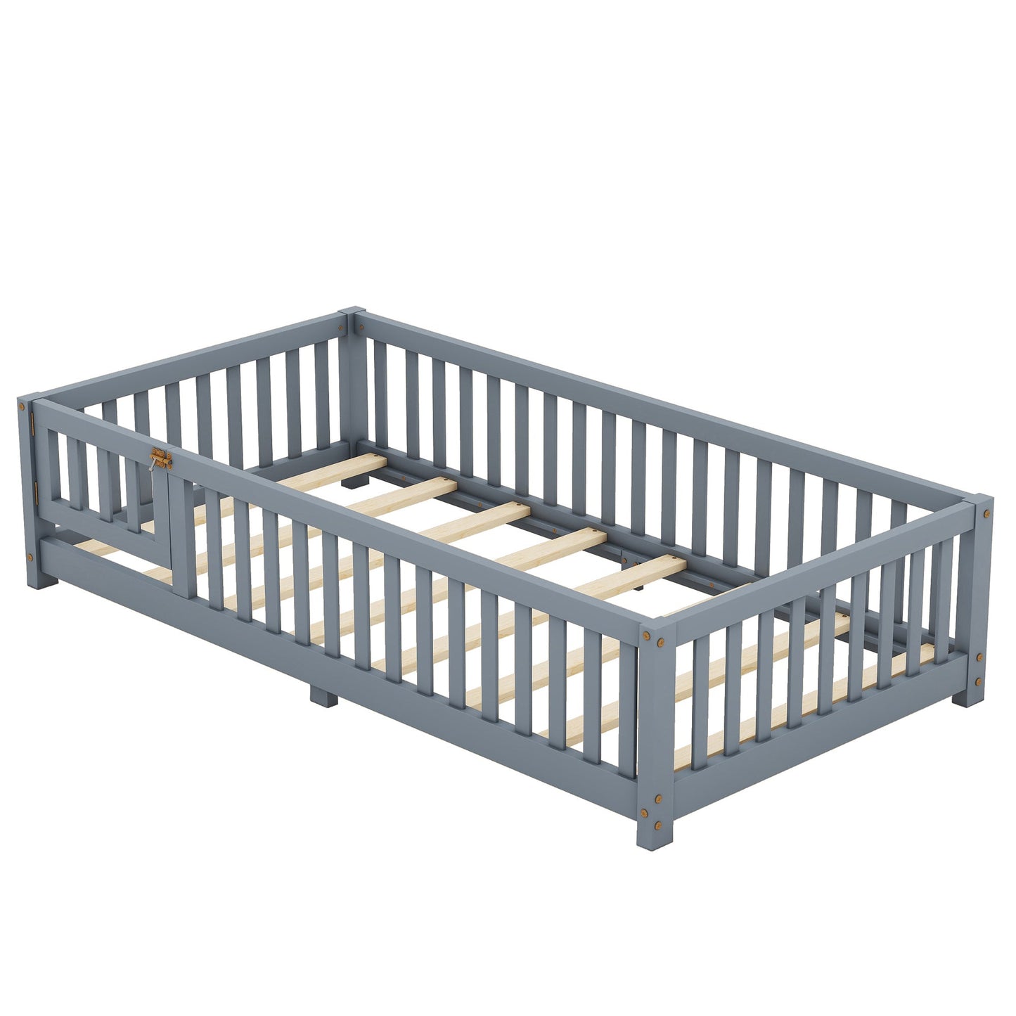 Twin Size Floor Bed w/ Safety Guardrails