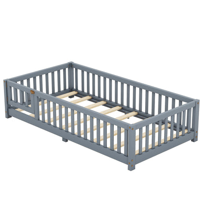 Twin Size Floor Bed w/ Safety Guardrails