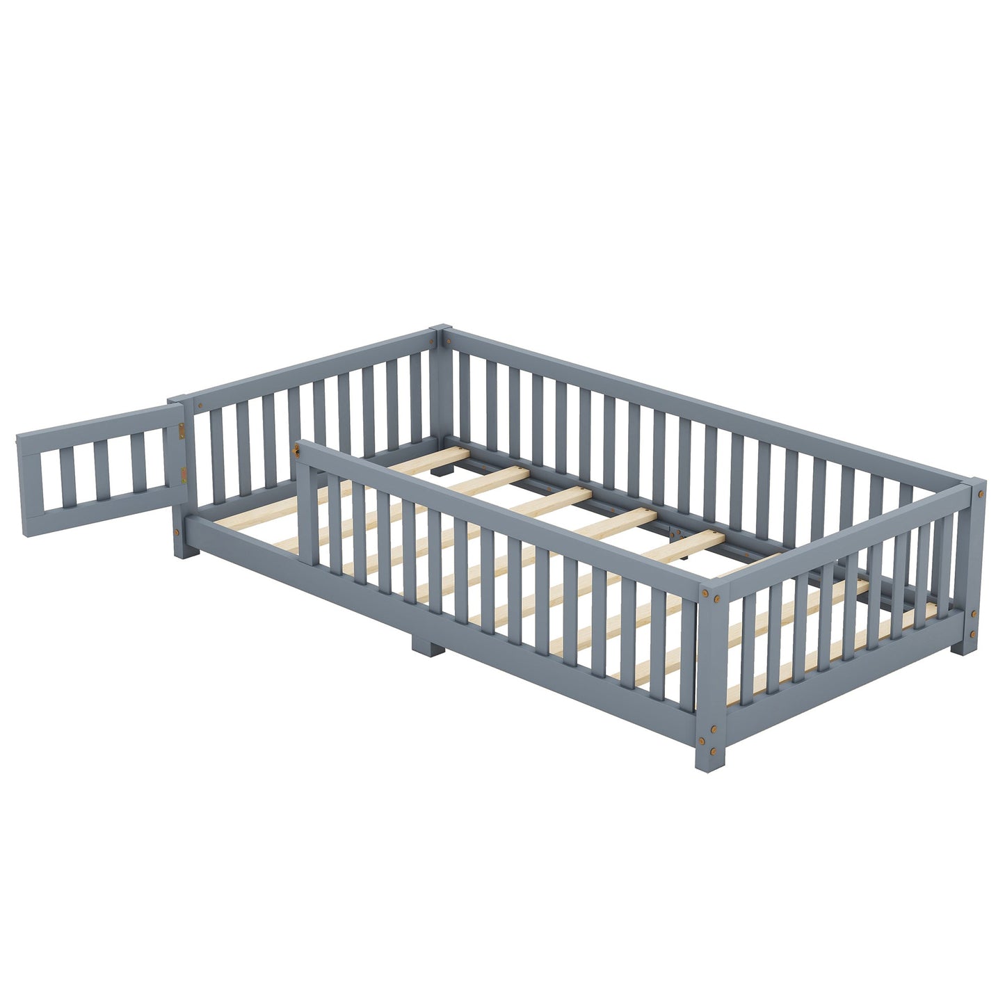 Twin Size Floor Bed w/ Safety Guardrails