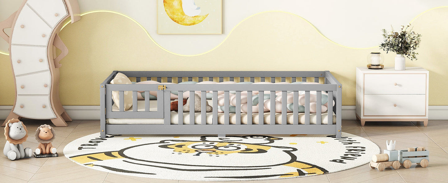 Twin Size Floor Bed w/ Safety Guardrails
