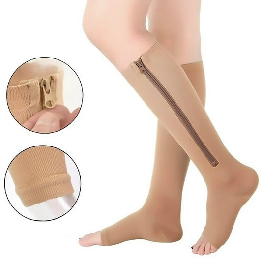 Open-Toe Compression Zipper Socks