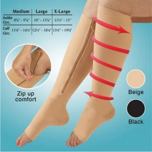 Open-Toe Compression Zipper Socks